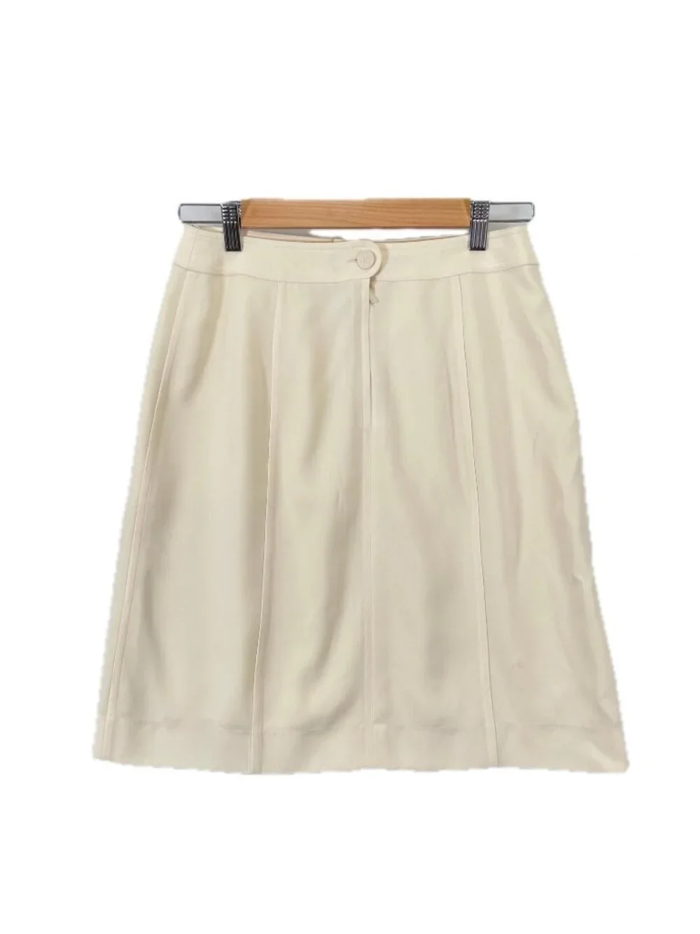 Chanel Midi Length SS Skirt Polyester White 40